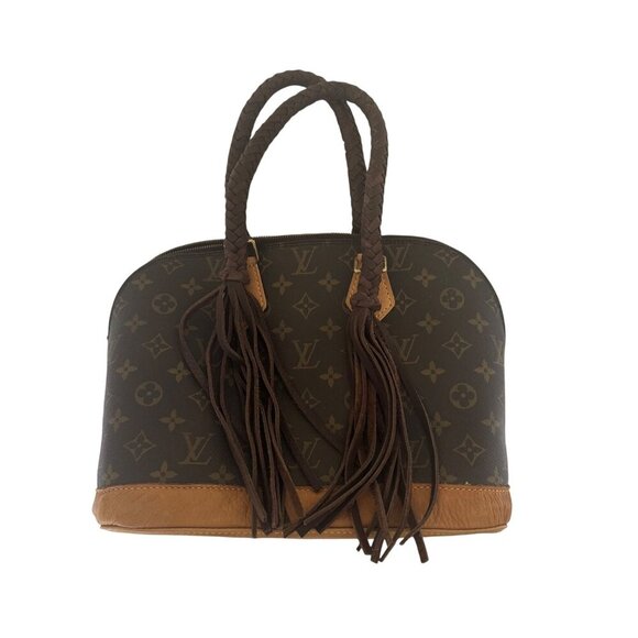 Louis Vuitton Vintage Boho Satchel Brown Monogram Canvas Luxury Western Fringe - Picture 16 of 16